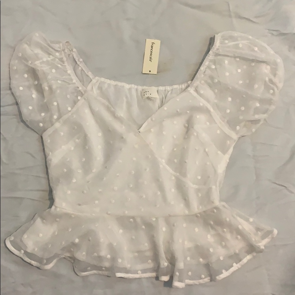 Francesca’s White Flowy Crop Top
